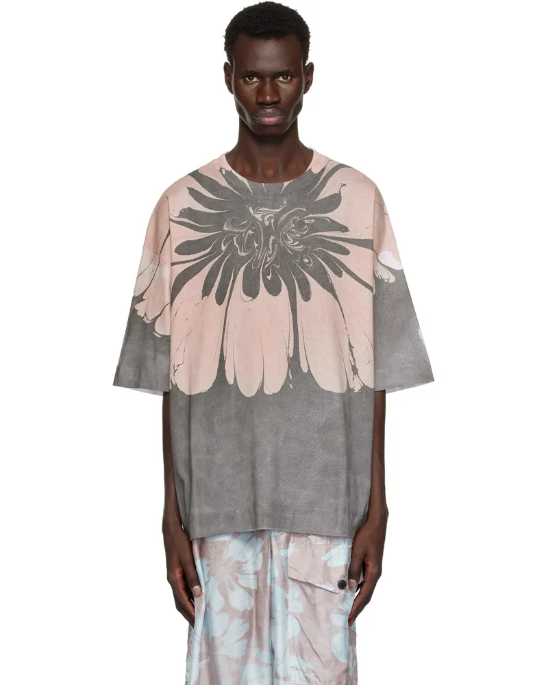 Dries van Noten Pink & Gray Printed T-shirt 975