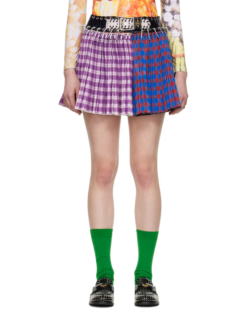 CHOPOVA LOWENA Blue & Purple Pommel Carabiner Mini Skirt Multi
