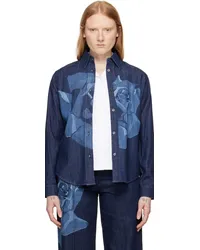 Kenzo Blue Paris Rose Denim Shirt Rinse