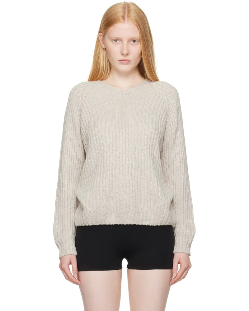 Our Legacy Beige Mate V-Neck Sweater Oyster