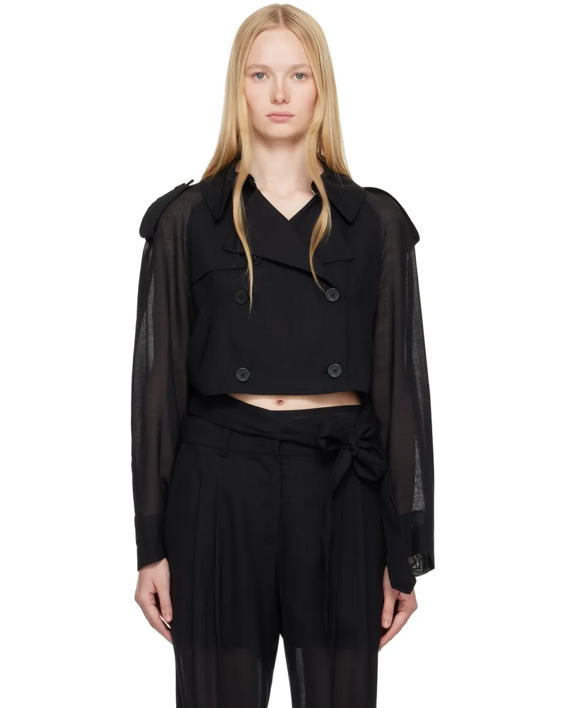Helmut Lang Black Cropped Trench Coat Black