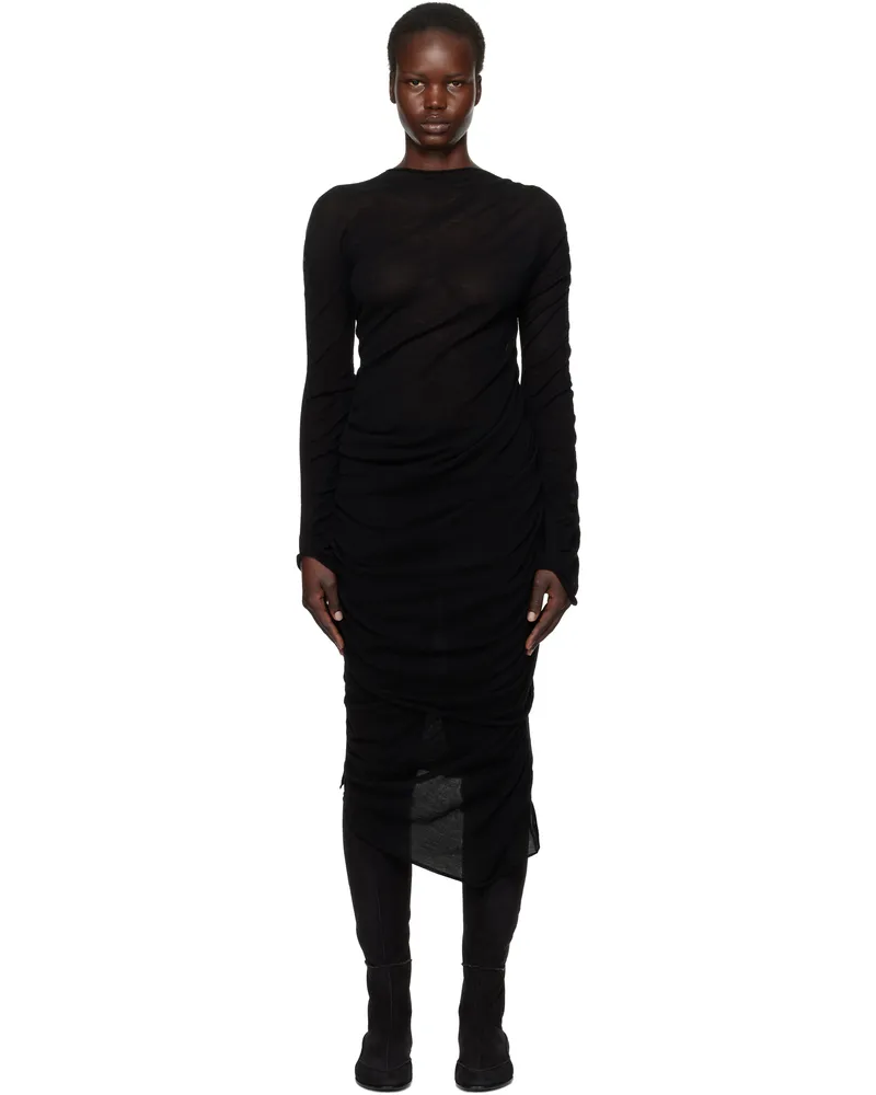 Issey Miyake Black Ambiguous Wool Midi Dress 15