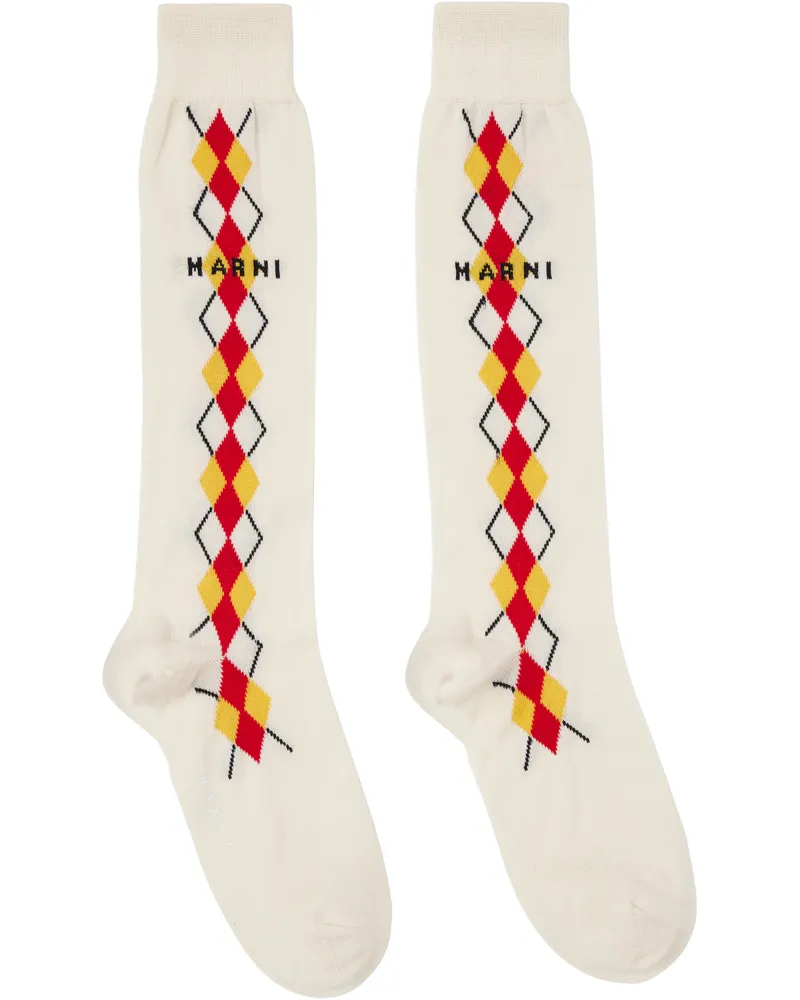Marni Off-White Argyle Socks Arw06