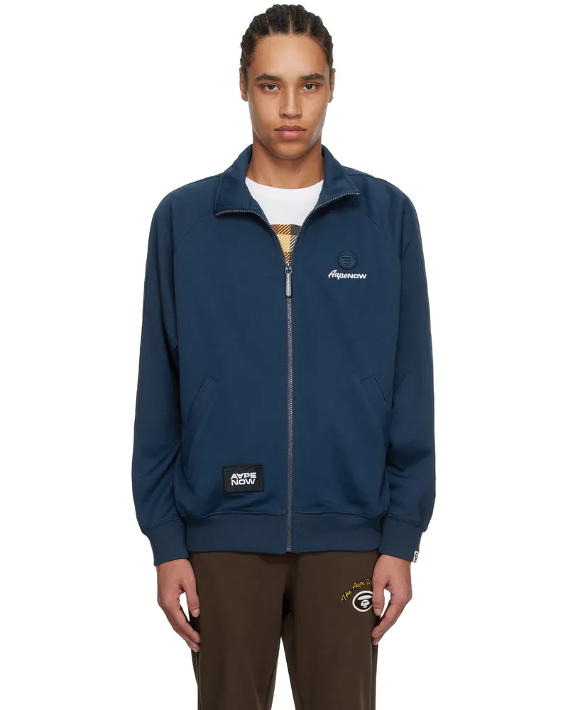AAPE by A Bathing Ape Blue 'AAPE Now' Zip Up Sweater Nyx