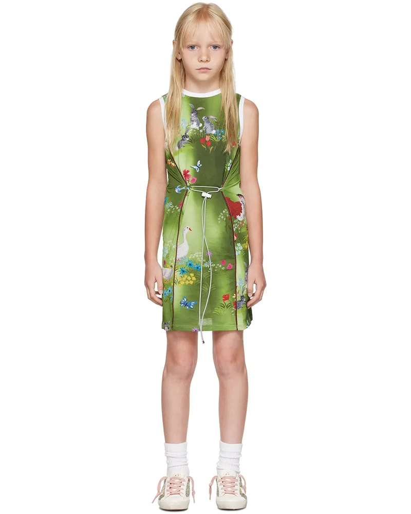 CORMIO Kids Green Printed Dress Animaletti