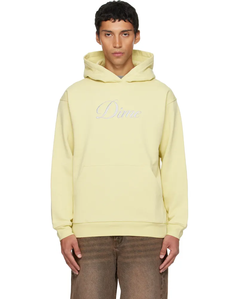 Dime Yellow Cursive Hoodie Cloud