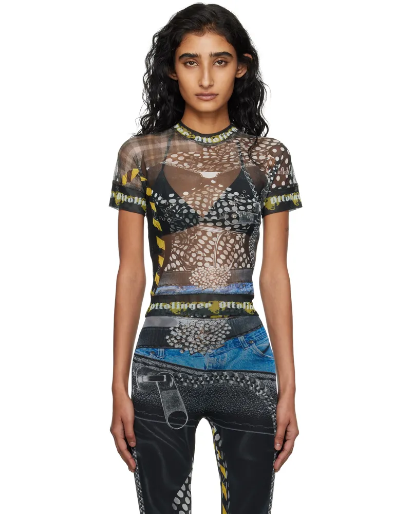 OTTOLINGER Black & Off-White Mesh T-shirt Priblk