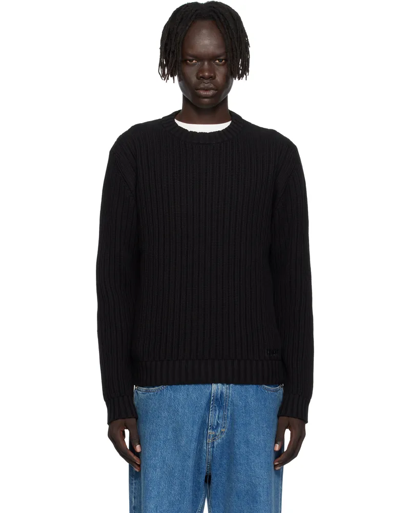 HUGO BOSS Black Embroidered-Logo Sweater 001-black
