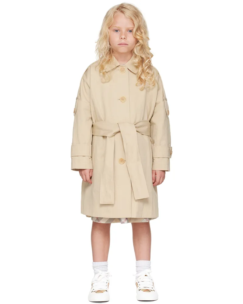 Burberry Kids Beige Nylon & Cotton Car Coat Pale
