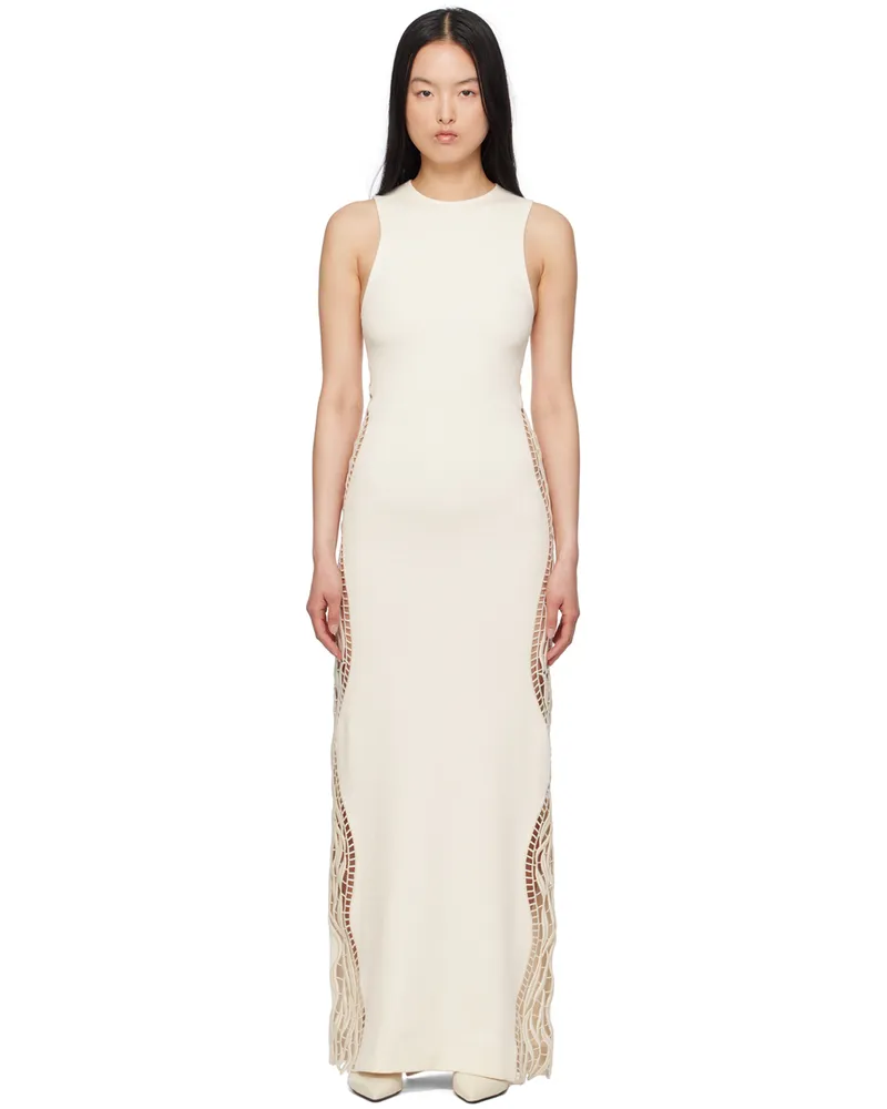 Jil Sander Off-White Lace Panel Maxi Dress 105