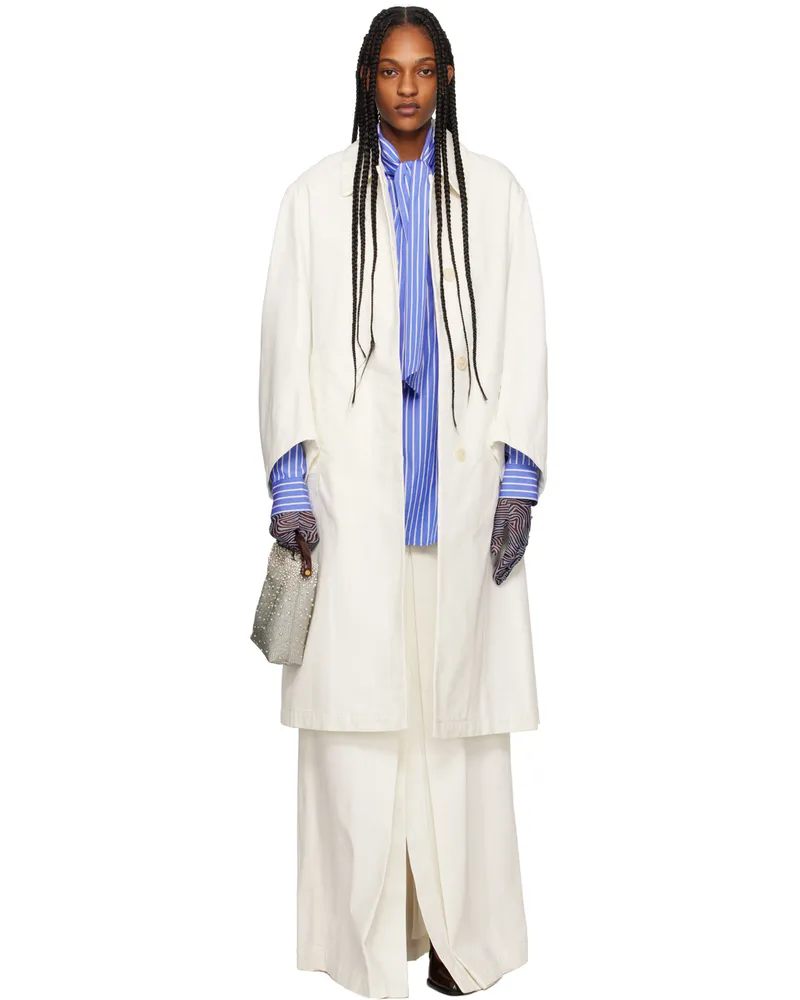 Dries van Noten Off-White Dropped Shoulder Denim Coat 8