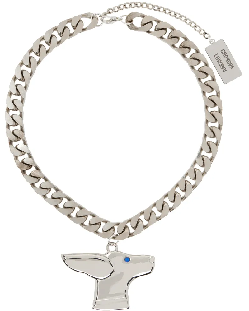 CHOPOVA LOWENA Silver Top Dog Necklace Silver