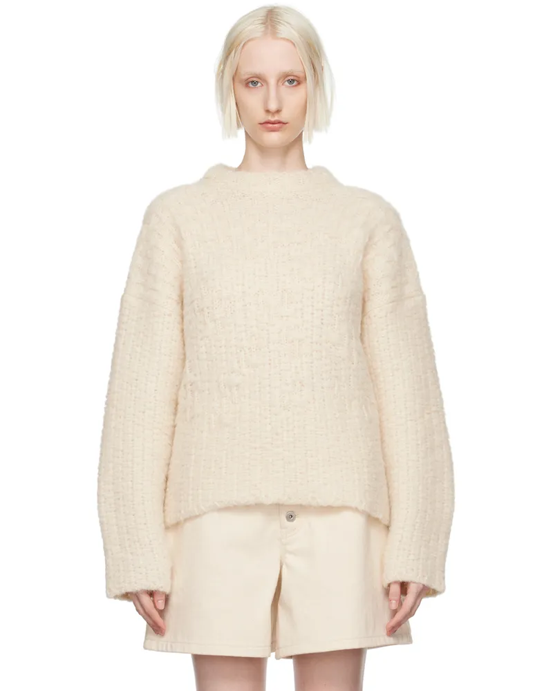 Jil Sander Off-White Mock Neck Sweater Chalk