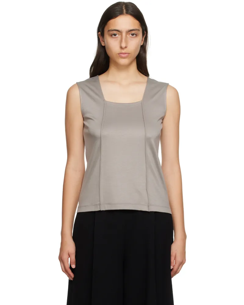 Issey Miyake Gray Tucked Square Tank Top 12-gray