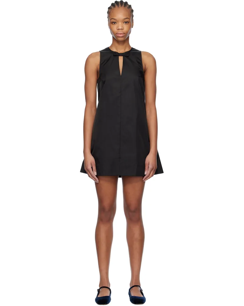 Ganni Black Duchesse Nylon Minidress 099