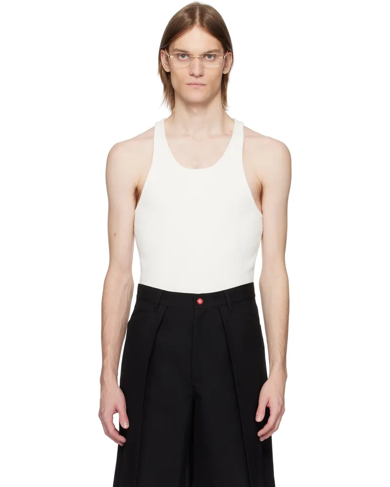 Casablanca Paris White Boucle Rib Tank Top White