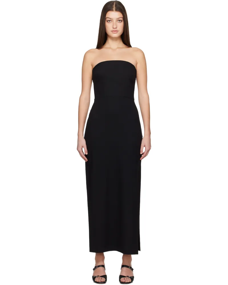 Matteau Black Crêpe Strapless Maxi Dress Black