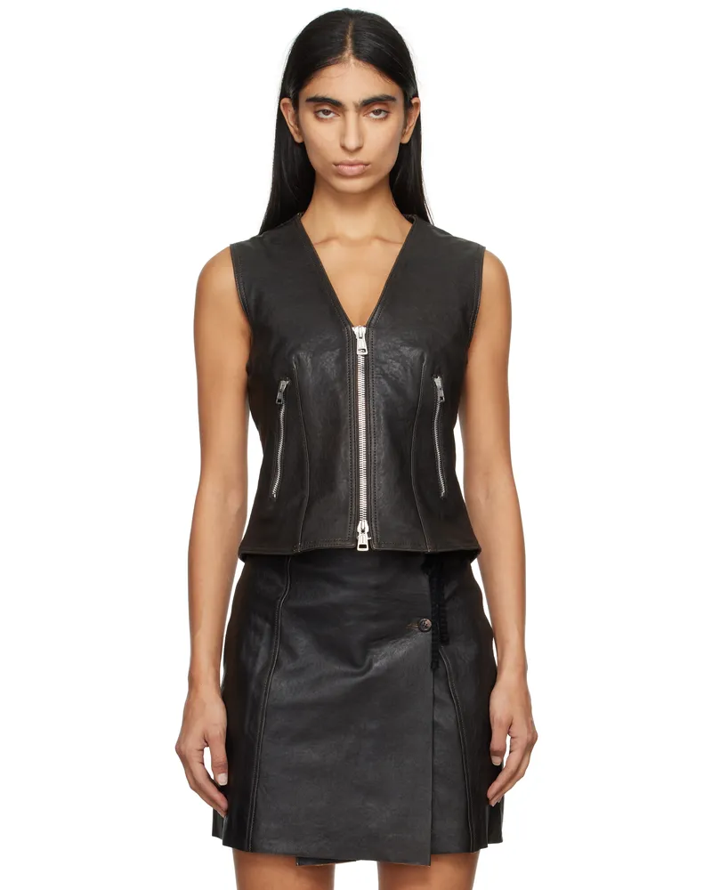 Our Legacy Brown Ripley Leather Vest Worn
