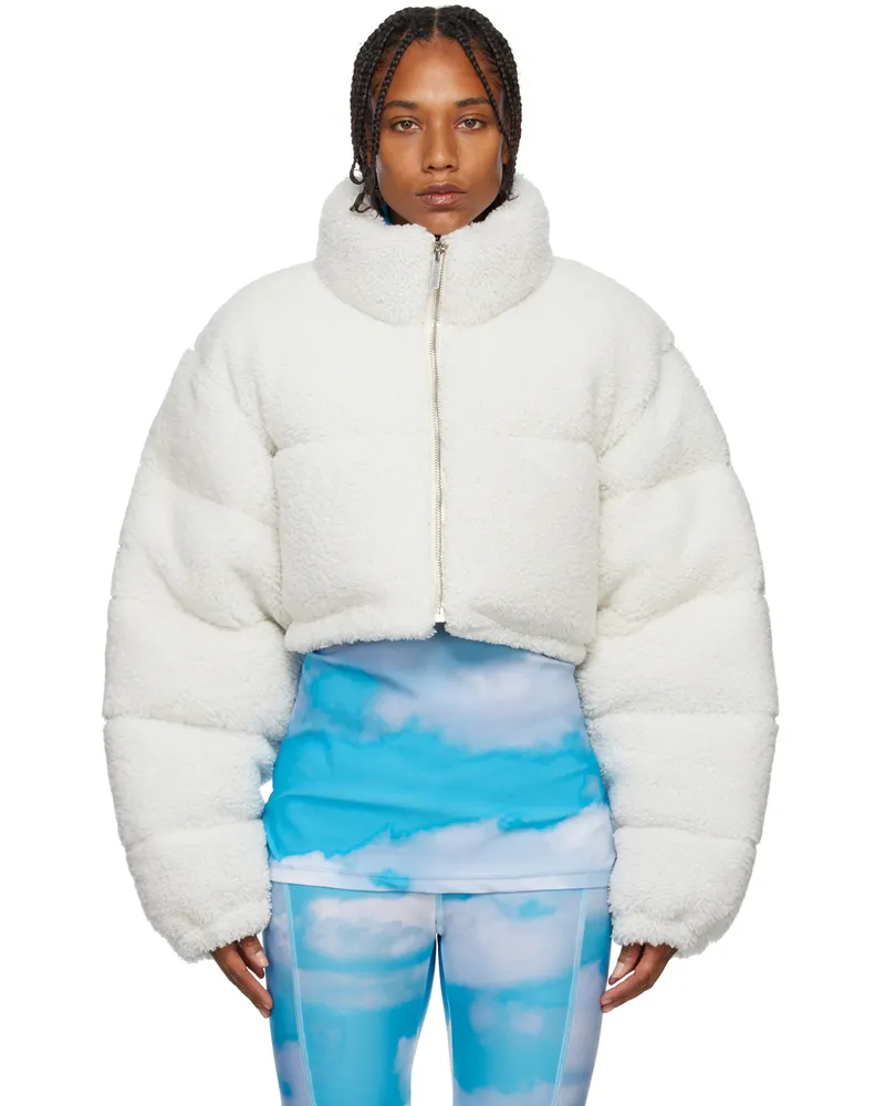 VTMNTS White Cropped Shearling Jacket Cream