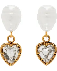 Erdem Gold Pearl & Heart Drop Earrings Pearl