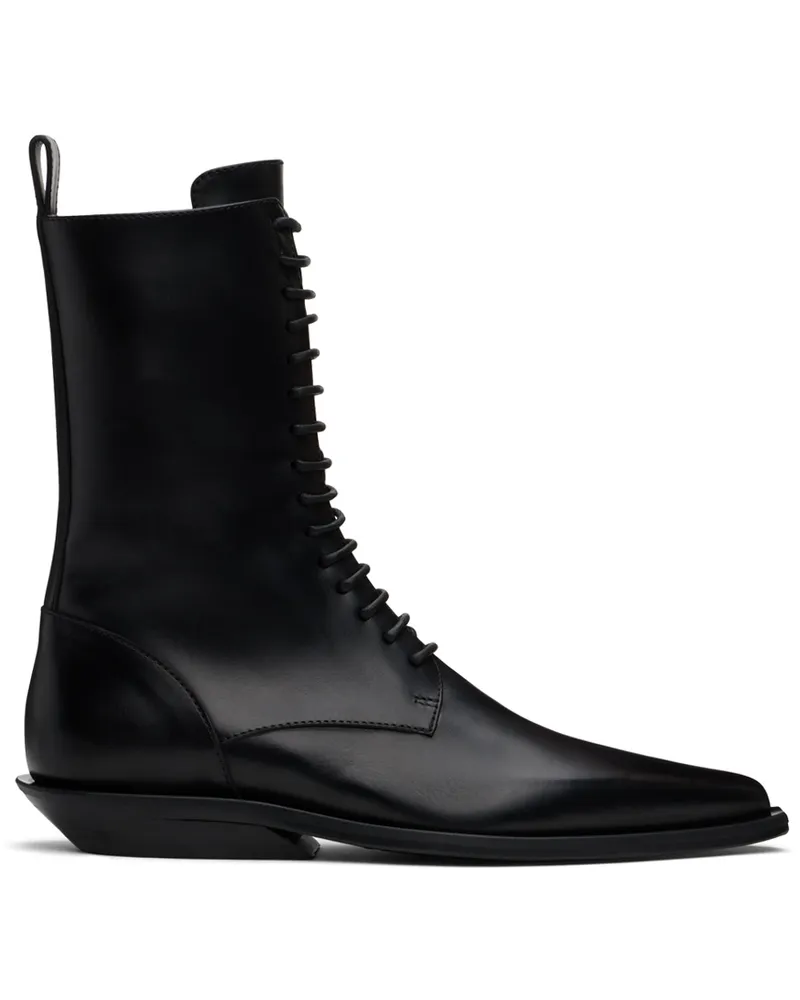 Ann Demeulemeester Black Ise Pointy Micro Heel Lace-Up Boots 099
