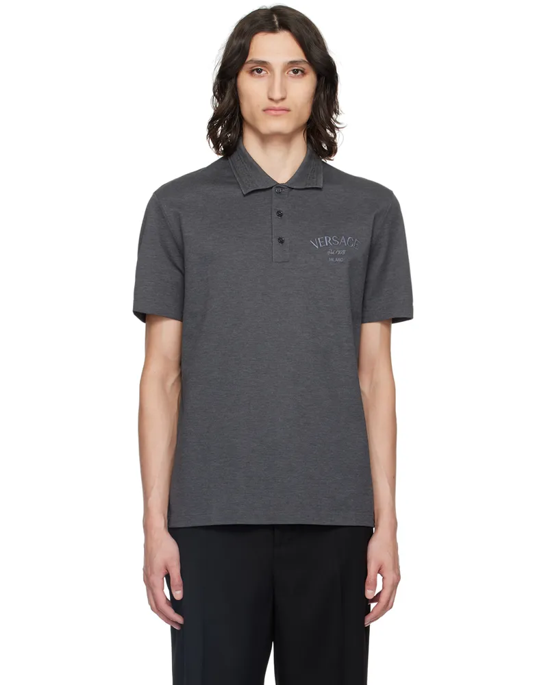 Versace Gray Milano Stamp Polo 1e880-anthracite