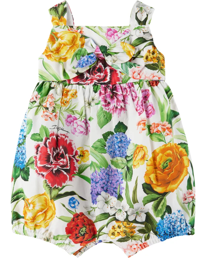 Dolce & Gabbana Baby Multicolor Floral-Print Poplin Romper Ha5ku