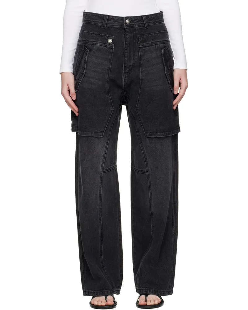 Andersson Bell Black Raptor Layered Wide-Leg Jeans Dnm