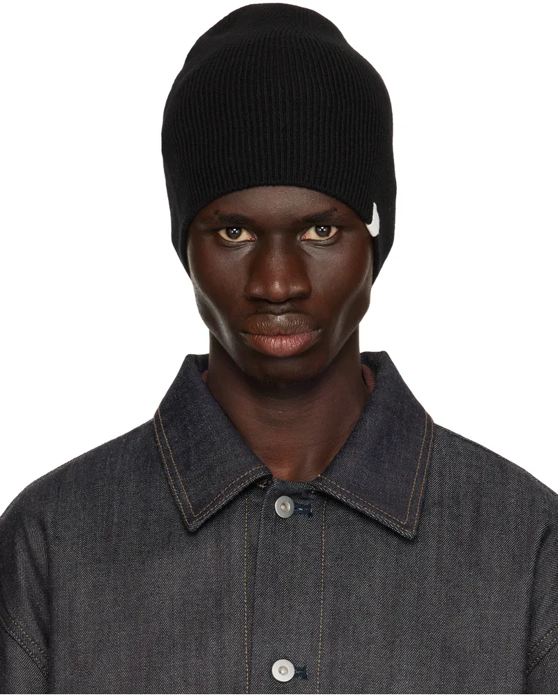 Jil Sander Black Rib-Knit Beanie 001