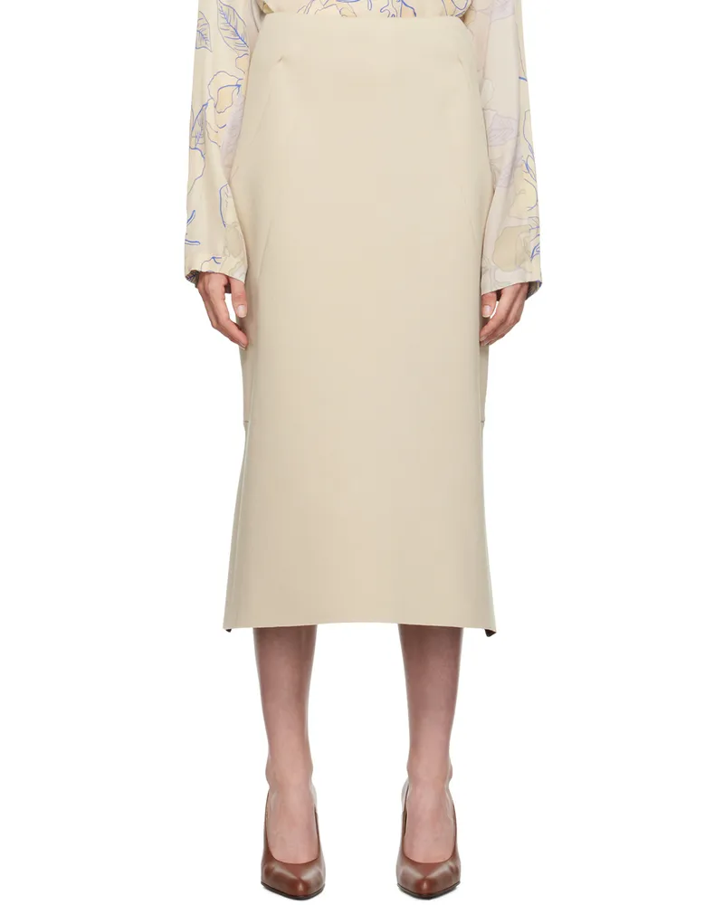 Dries van Noten Beige Neoprene Midi Skirt 101
