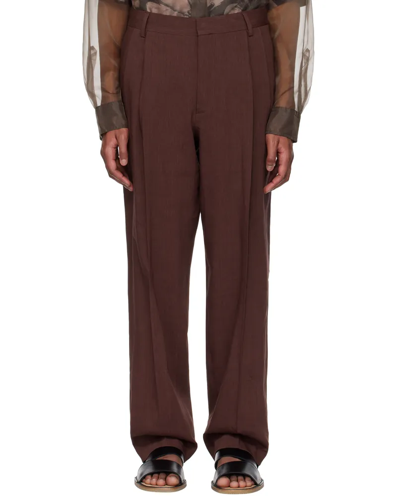Dries van Noten Burgundy Creased Trousers 701