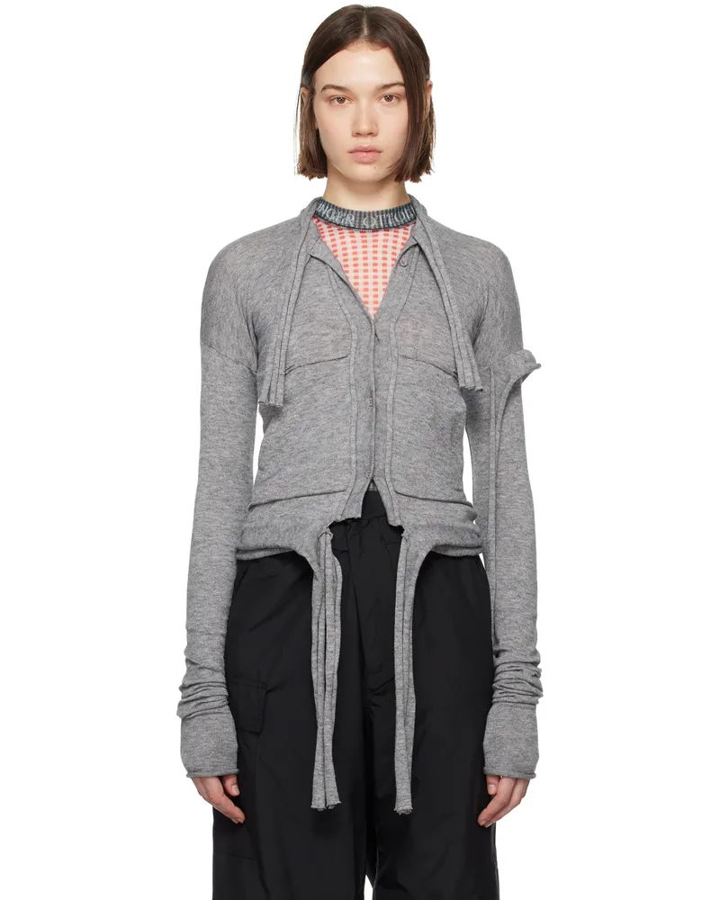 OTTOLINGER Gray Strappy Knit Cardigan Grey