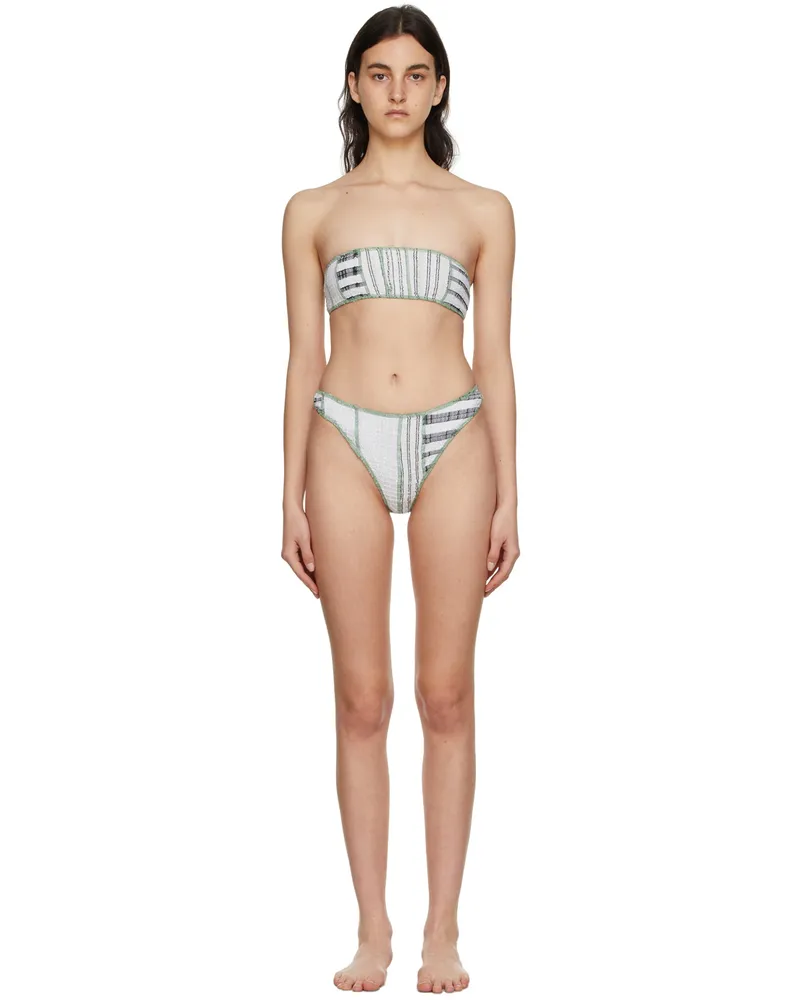 Luna Del Pinal SSENSE Exclusive White Polyester Stripe Bikini White