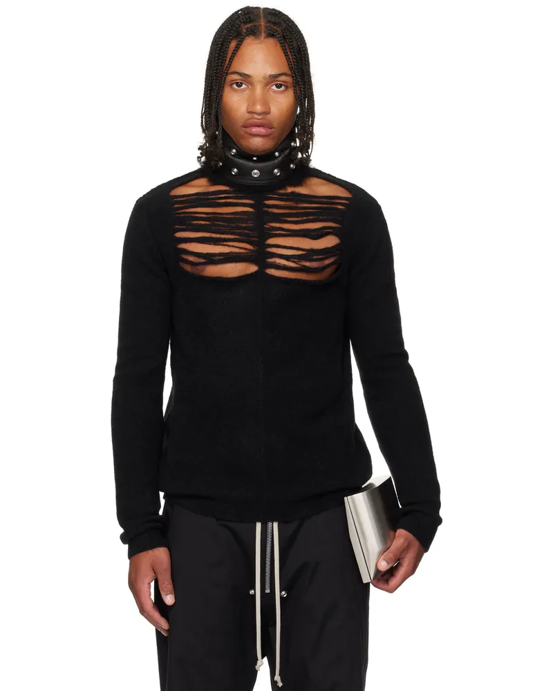 Rick Owens Black Concordians LS Grid Knit Sweater 09