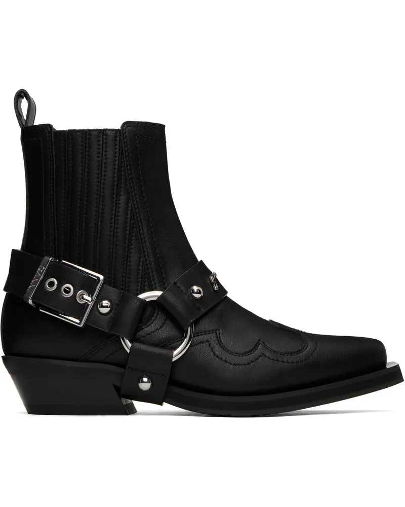 Ganni Black Low Cut Western Chelsea Boots 099