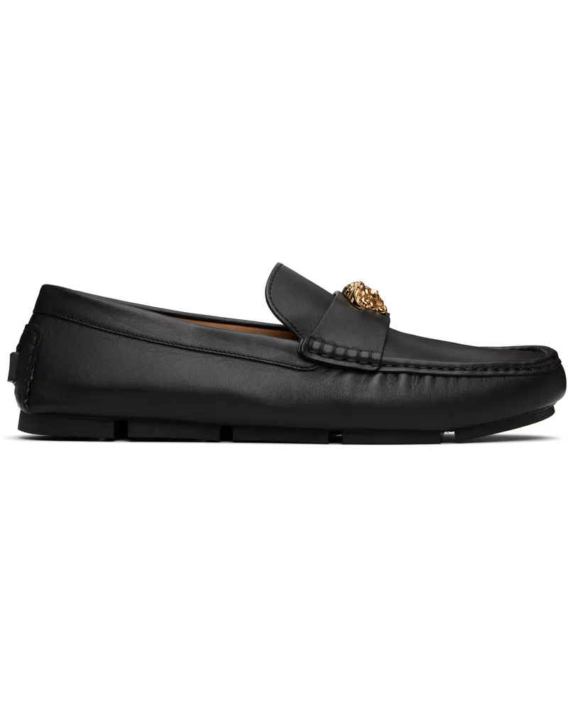Versace Black 'La Medusa' Driver Loafers 1b00v-black-versace
