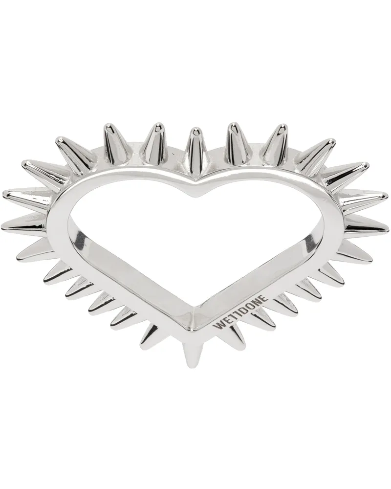 WE 11 DONE Silver Small Spike Heart Ring Silver