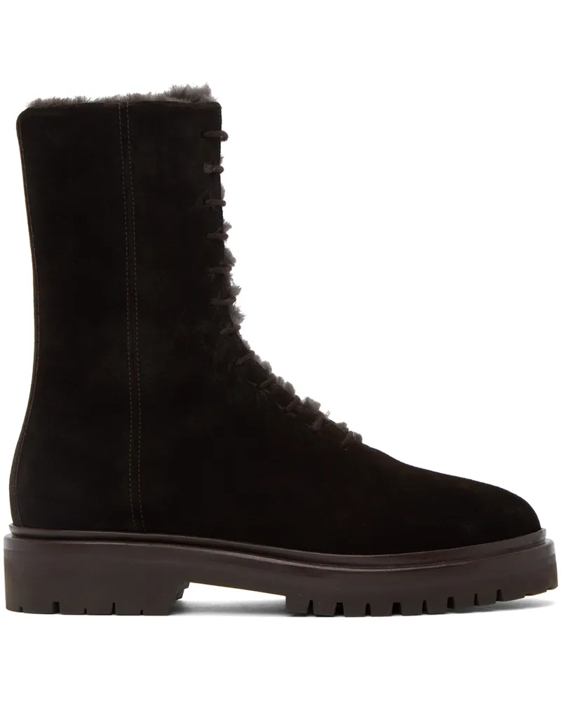 LEGRES Brown Suede Ankle Boot Dark