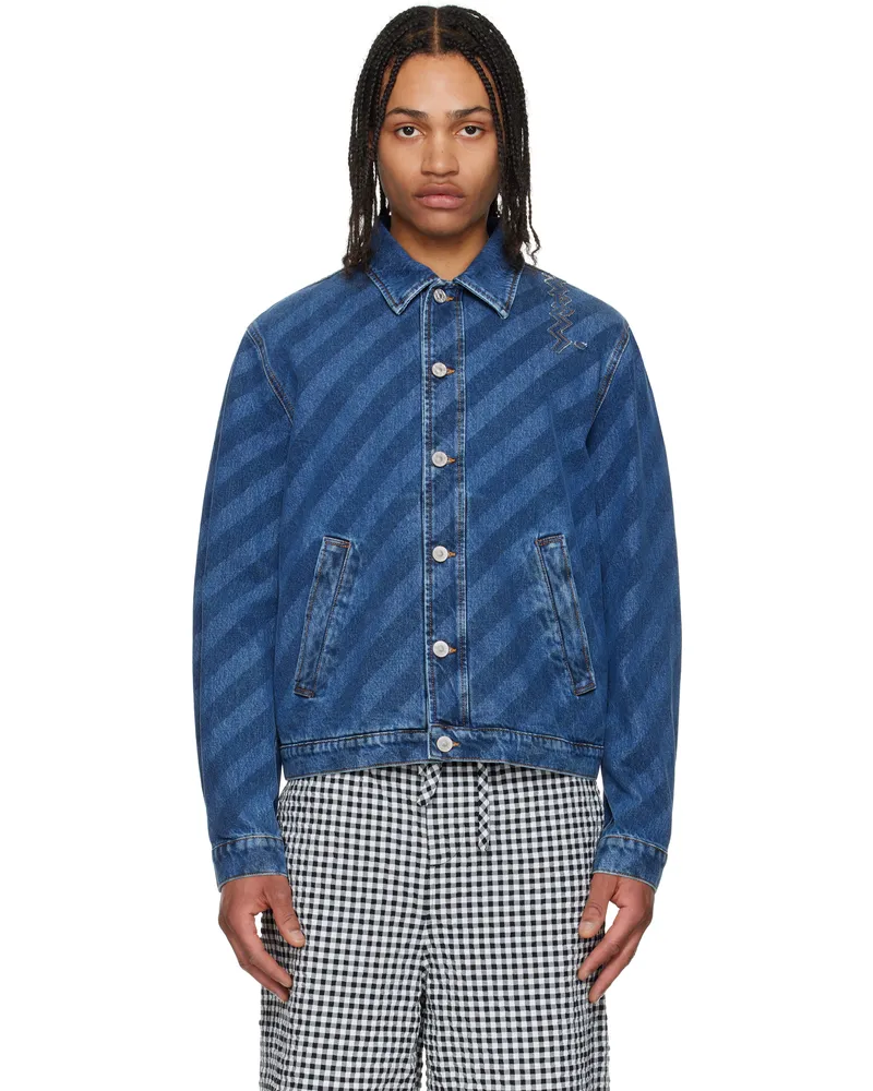 Marni Blue Striped Denim Jacket Stb95