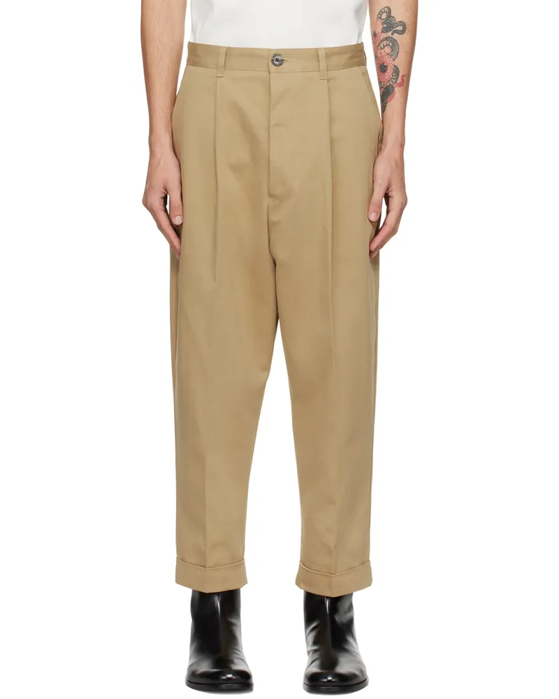 AMI Paris Tan Carrot Oversized Trousers Sand