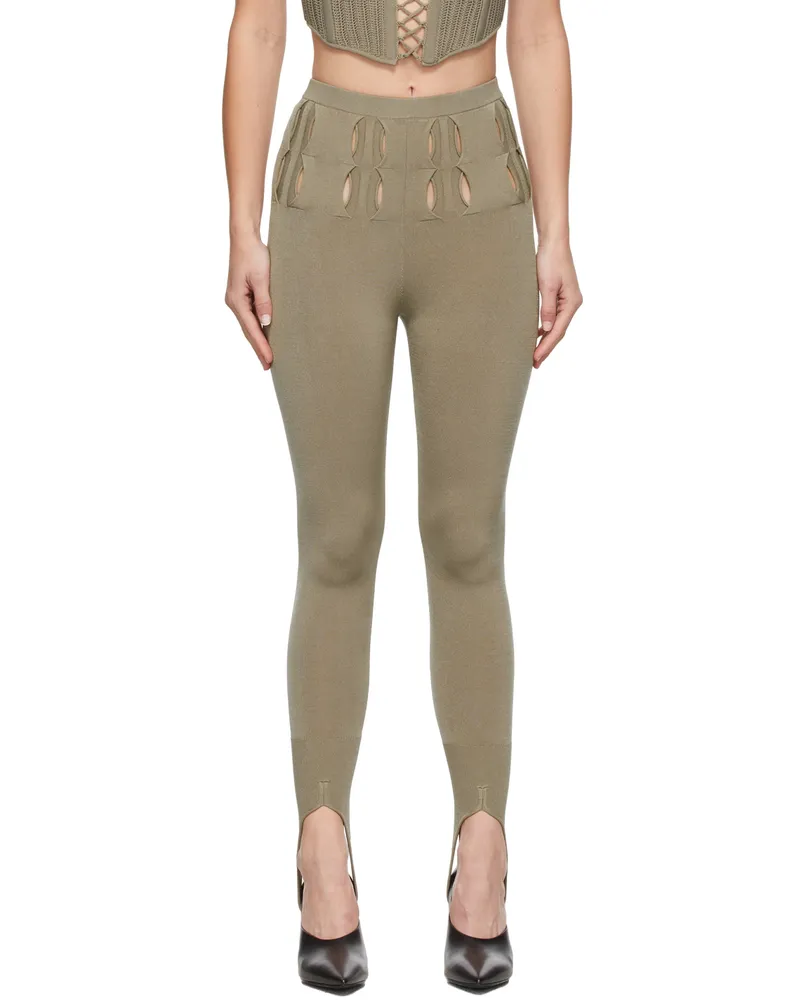 Dion Lee Khaki Double Stirrup Leggings Stone