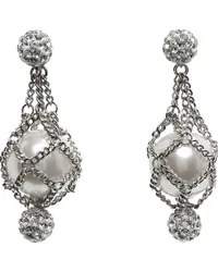 Givenchy Silver Pearling Crystal Earrings 132-white