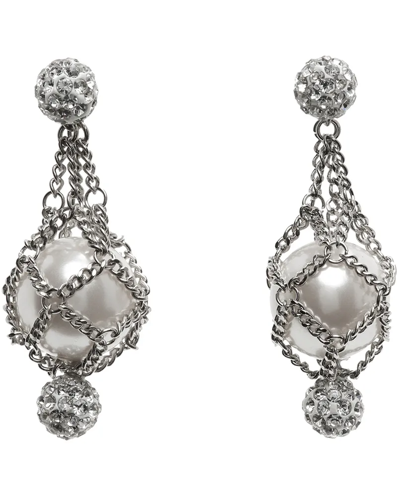 Givenchy Silver Pearling Crystal Earrings 132-white