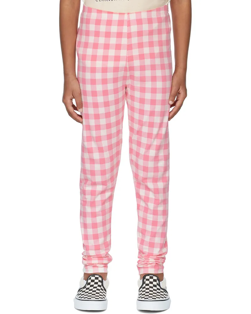 Mini Rodini Kids Pink Gingham Check Leggings Pink