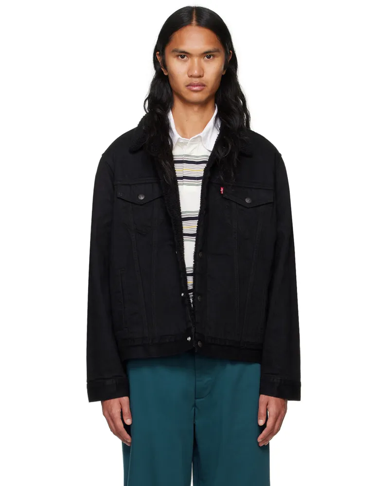 Levi's Black Type III Sherpa Denim Trucker Jacket Berk