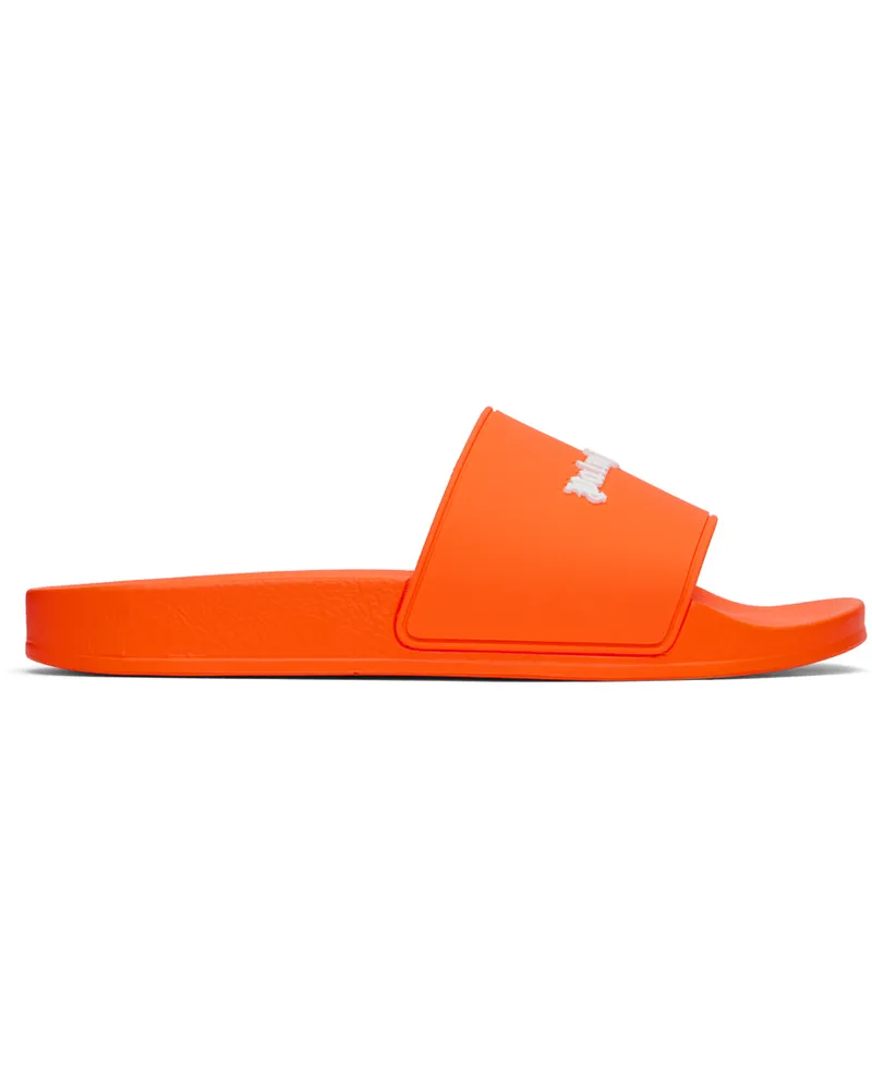 Palm Angels Orange Logo Pool Slides Orange