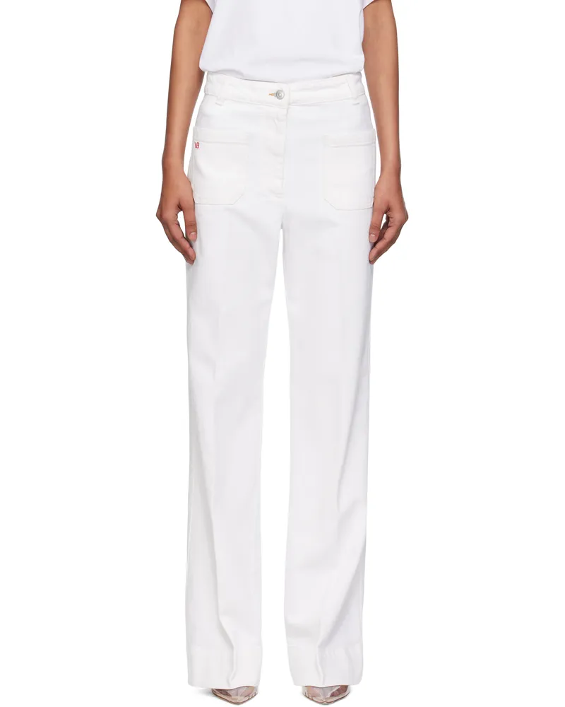 Victoria Beckham White Alina High Waisted Jeans Washed