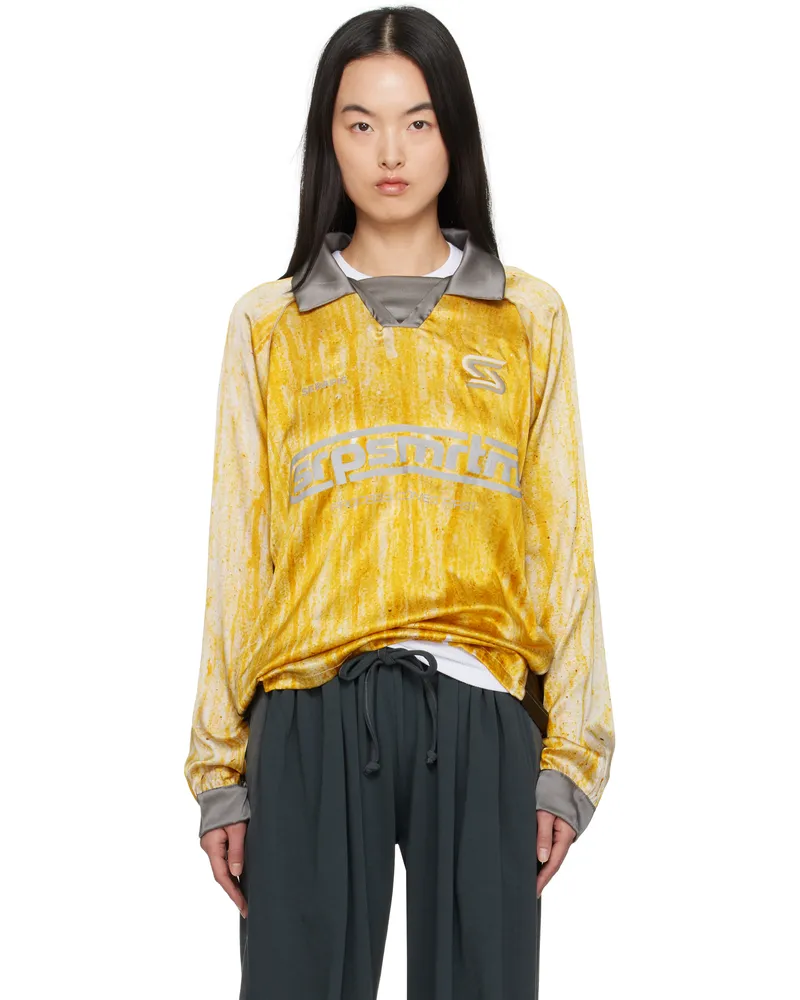 SERAPIS Yellow Drips Polo Print