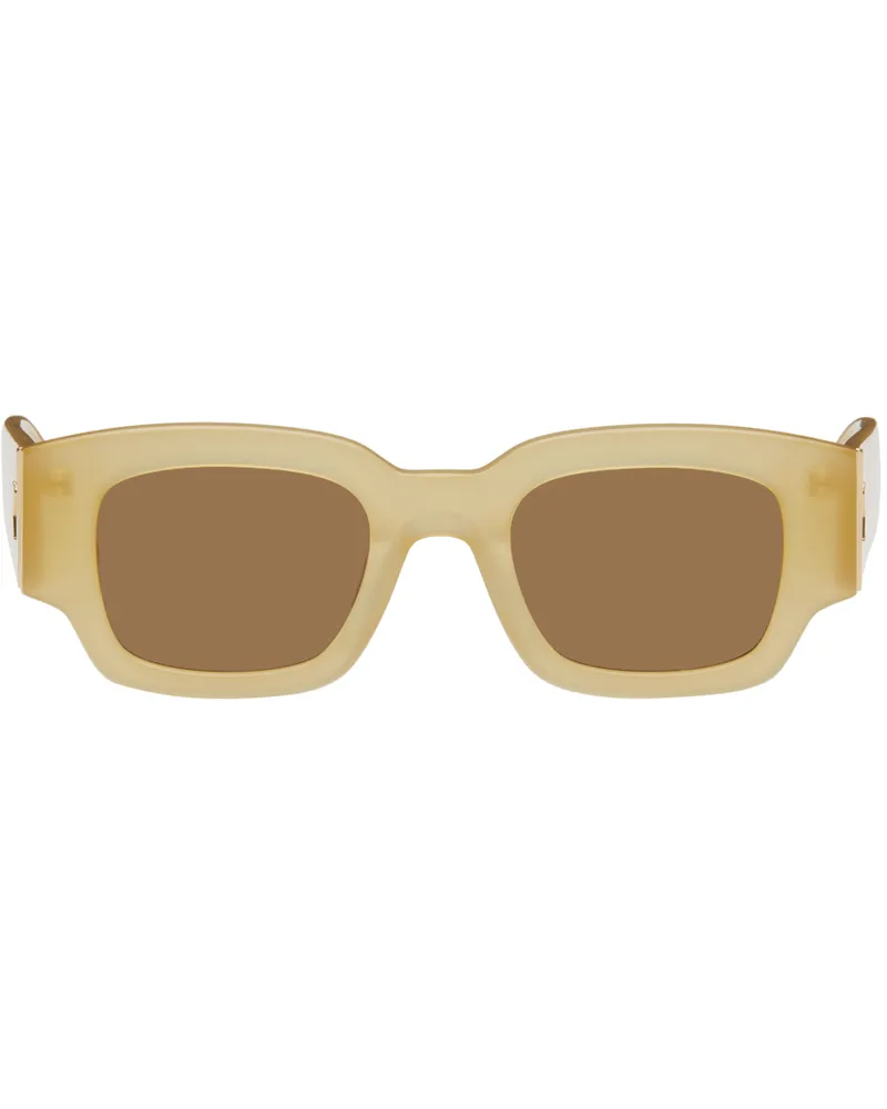 AMI Paris Yellow Classical Ami de Coeur Sunglasses Sand