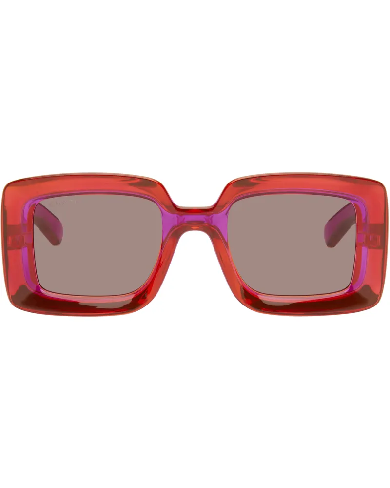 Gucci Pink Sunset Boulevard Rectangular Squared Sunglasses 004